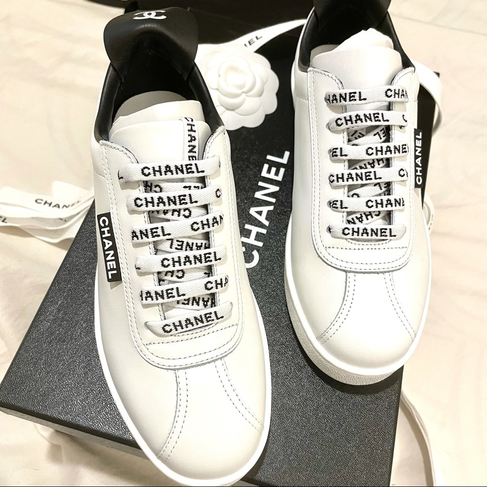 Chanel Weekender White Low Top Sneakers Size 37